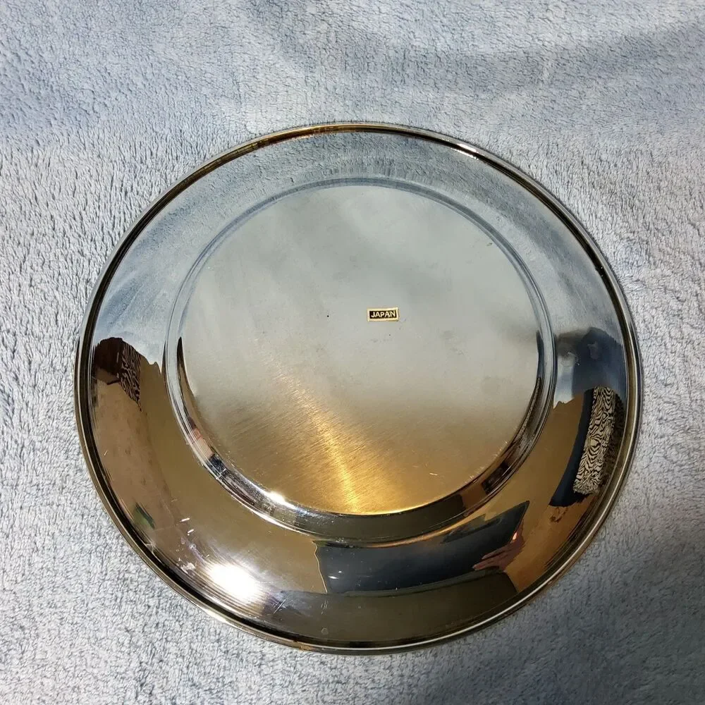 Vintage Japan Stainless Steel Round Plate 9